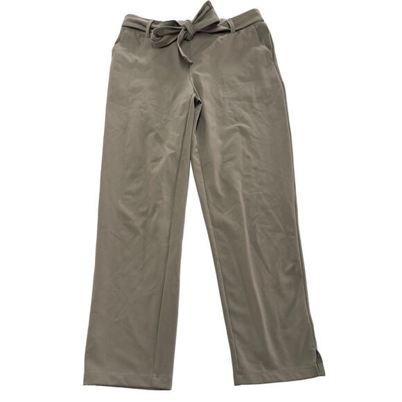 Nicole Miller Pants Womens Small Grey Taupe‎ Tie Waist Ankle Stretch Career - Picture 1 of 7